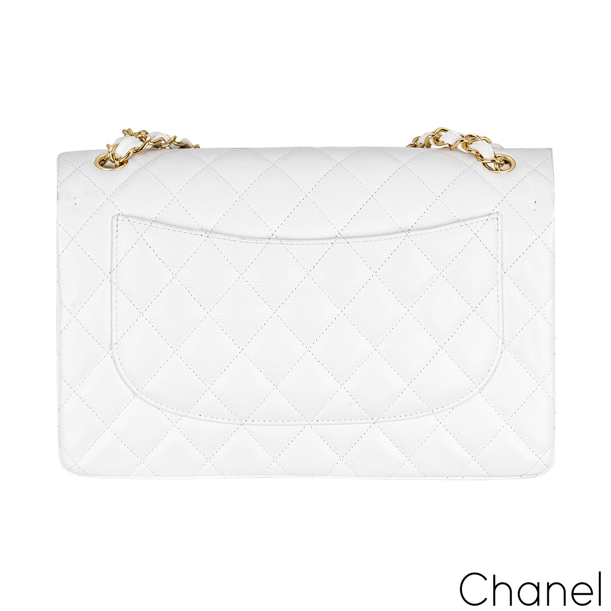 Chanel White Caviar Jumbo Classic Double Flap Bag